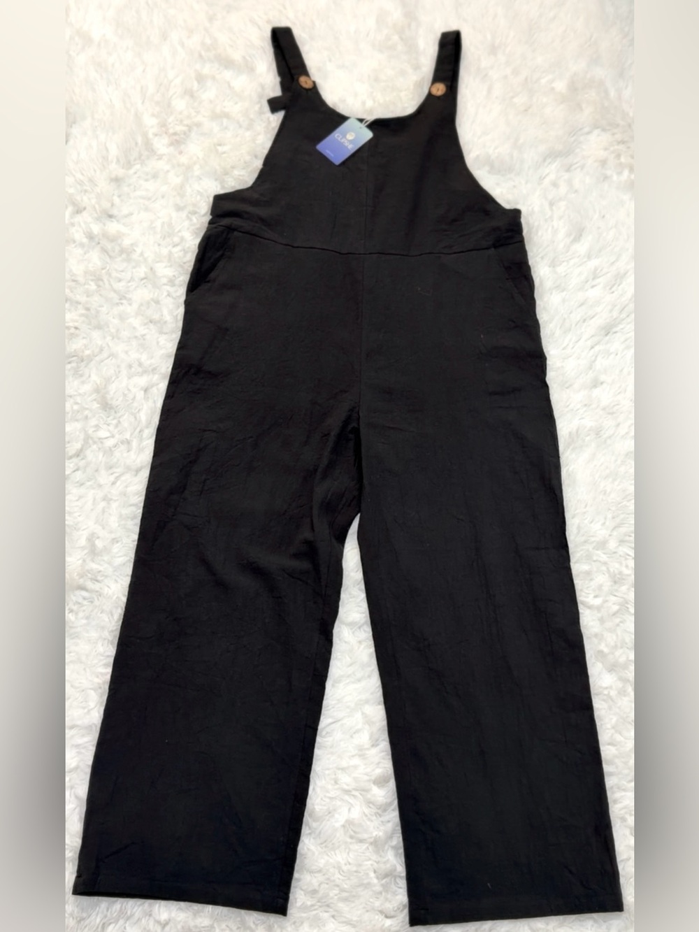Cupshe Black Wide-Leg Jumpsuit Overalls M - Picture 2 of 4